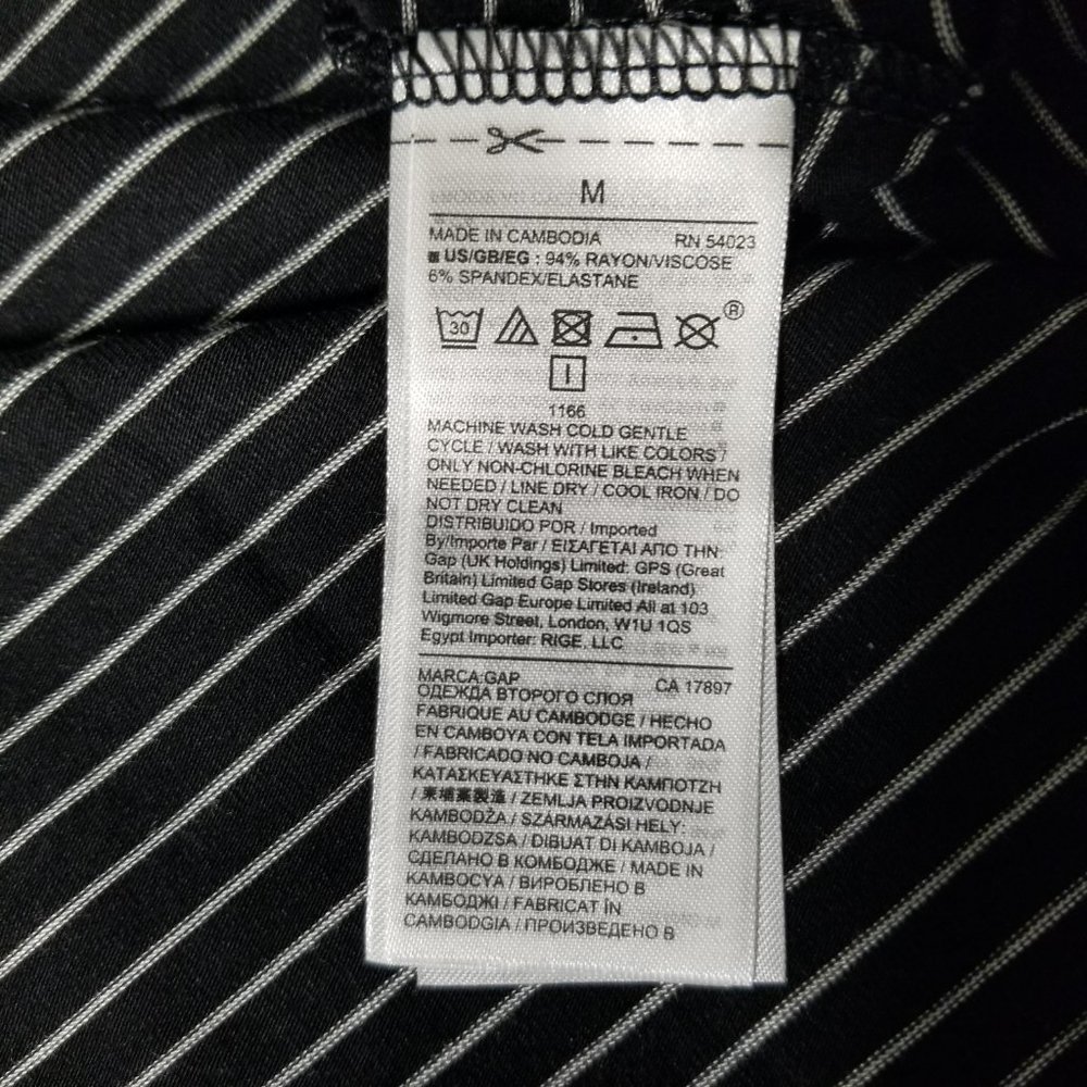 GAP Maternity Womens Sz M Long Sleeve Dress Faux Wrap Black White Striped V-Neck - Picture 10 of 10